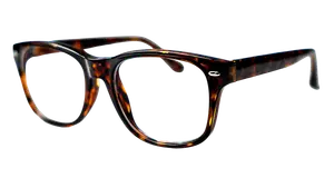 Tortoise acetate frame glasses with black lenses