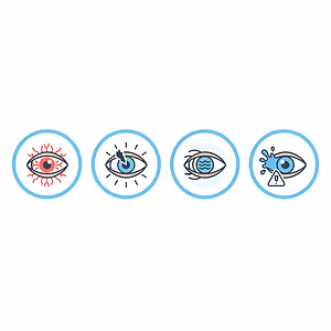 four icons depicting eye conditions