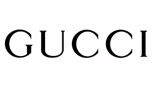 Gucci logo on a white background