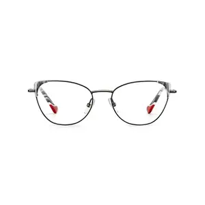 Cat eye glasses with clear lenses and silver frames