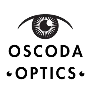 Oscoda Optics logo featuring a stylized eye with rays emanating from it