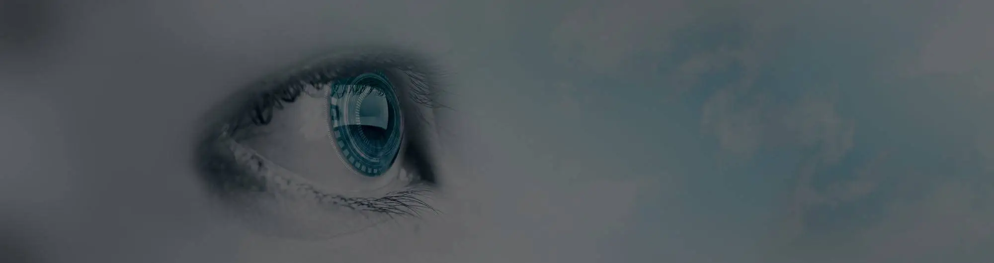 Close up of a human eye looking at something in the distance
