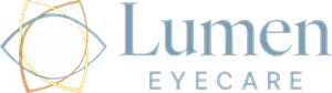 Logo for Lumen Eyecare, featuring a golden circle with blue lines and the text 'Lumen Eyecare'.