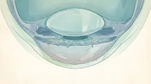 Illustration of a human knee joint, focusing on the meniscus and surrounding structures.
