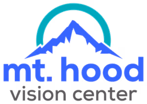Logo for Mt. Hood Vision Center featuring a stylized mountain peak in blue and green