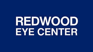 Redwood Eye Center logo with white text on a blue background