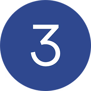 3 inside a blue circle