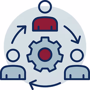 Person icon with gear and arrows