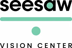 SeeSaw Vision Center logo with a white background and a green accent
