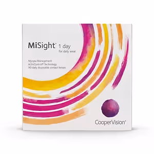 A box of CooperVision MiSight 1 Day contact lenses for daily wear