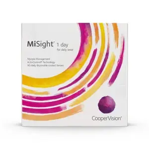 A box of CooperVision MiSight 1 Day contact lenses for daily wear