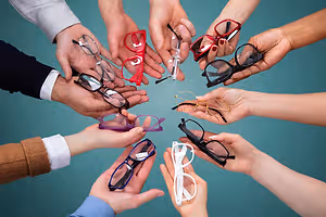 Many people are holding glasses in their hands in a circle.