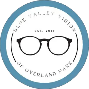 Blue Valley Vision logo featuring a pair of glasses