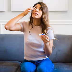 woman contact lenses