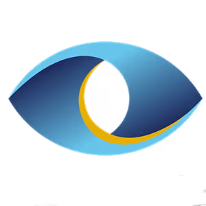 Blue eye with yellow iris and black pupil on black background