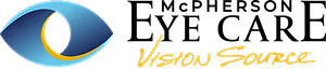 Vision Source Logo featuring a stylized eye with blue and yellow colors on a black background