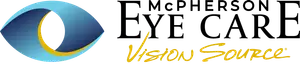 Vision Source Logo featuring a stylized eye with blue and yellow colors on a black background