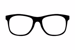 A pair of black glasses with a rectangular frame and straight arms, suitable for a professional or casual look, displayed on a white background