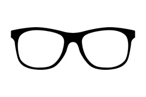 A pair of black glasses with a rectangular frame and straight arms, suitable for a professional or casual look, displayed on a white background