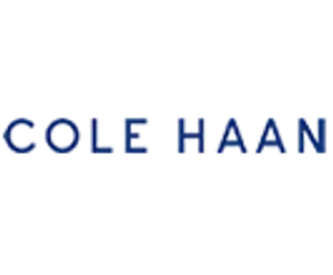 Cole Haan logo with blue text on a black background