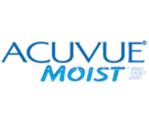 Acuvue Moist contact lens packaging displayed on a black background.