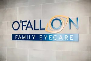 O'Fallon Family Eyecare sign on a tiled wall