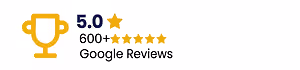Gold trophy icon with 5.0 rating and 600+ Google Reviews