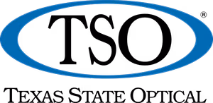 Texas State Optical logo with blue oval and black text
