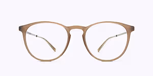brown frame glasses with clear lenses