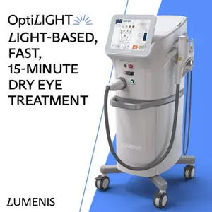 A medical device named OptiLight by Lumenis is displayed with its features and benefits highlighted.