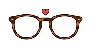 Illustration of a pair of glasses with a heart symbol on top
