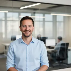 Businessman smiling in office