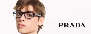 Prada Eyewear Advertisement Featuring a Young Person Wearing Glasses