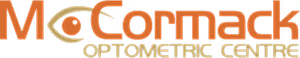 McConnack Optometric Centre logo featuring the name McConnack Optometric Centre in bold orange letters on a multicolored striped background