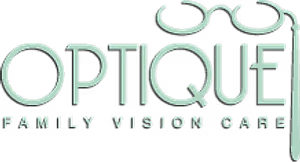 Optique Family Vision Care logo with a black border and green background