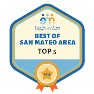 Best of San Mateo Area 2023 Top 5 badge from San Mateo Area Chamber of Commerce